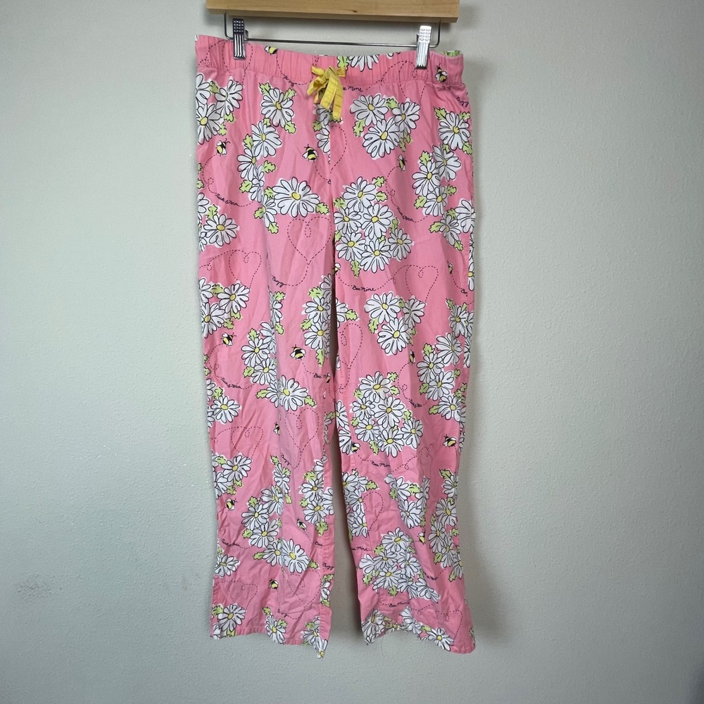 Nick and Nora Bee Mine Pajama Set Women's Size S Pink Daisy Cotton Whimsical - Picture 2 of 16